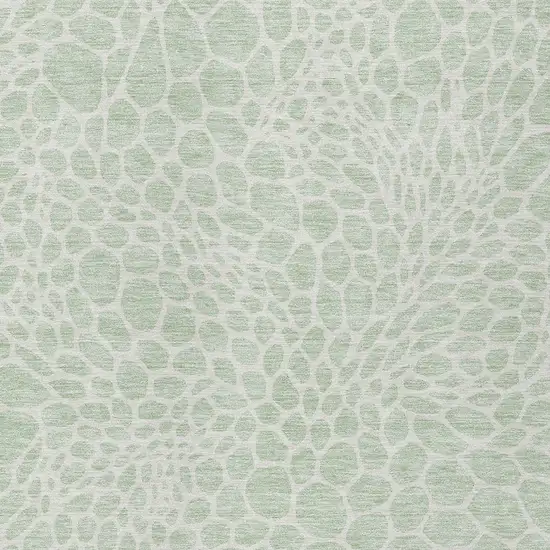Mint Green And Ivory Geometric Washable Indoor Outdoor Area Rug Photo 6