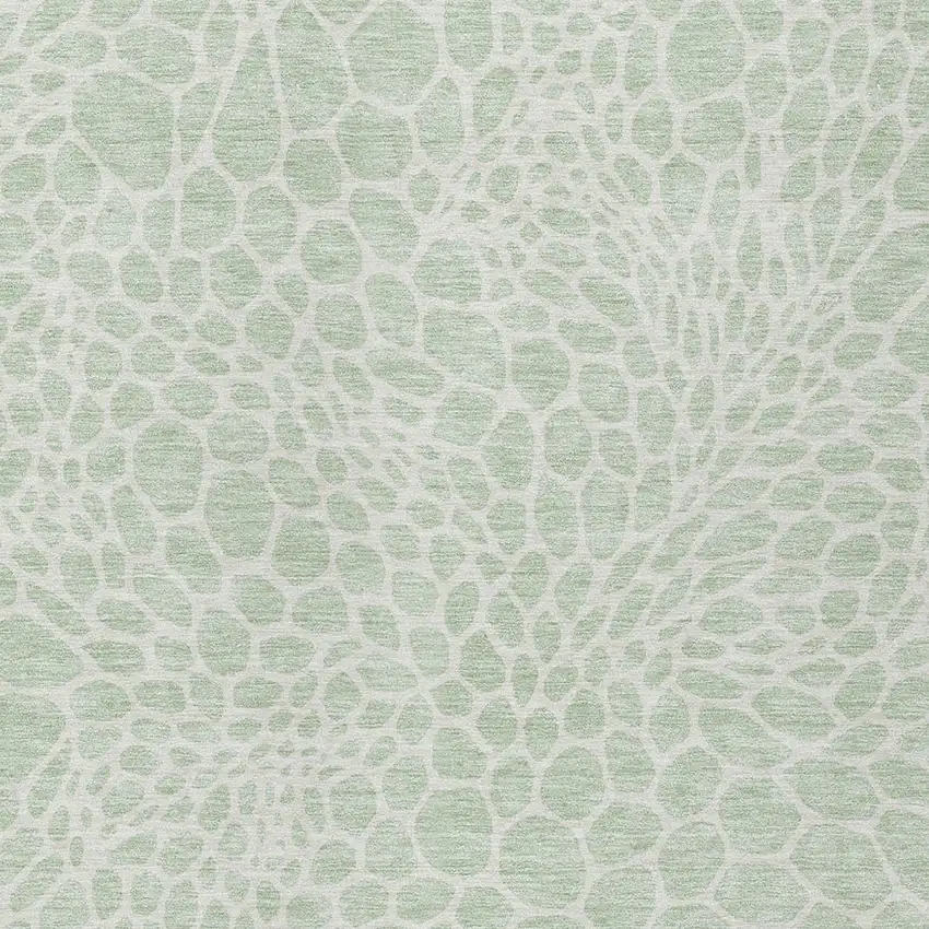 Mint Green And Ivory Geometric Washable Indoor Outdoor Area Rug Photo 6