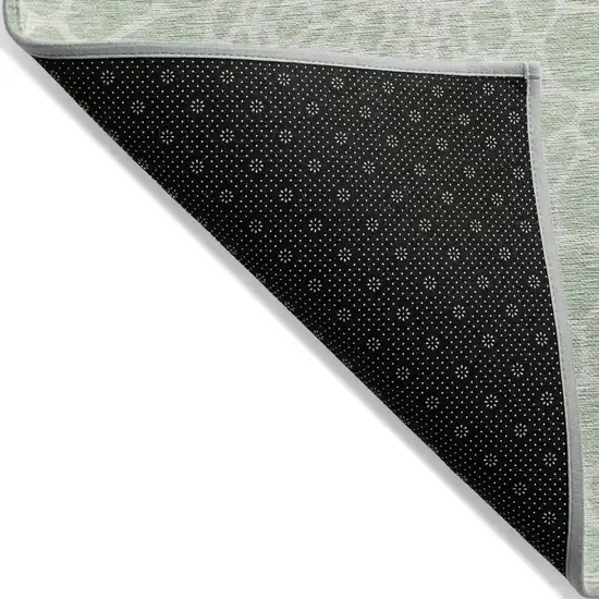 Mint Green And Ivory Geometric Washable Indoor Outdoor Area Rug Photo 4