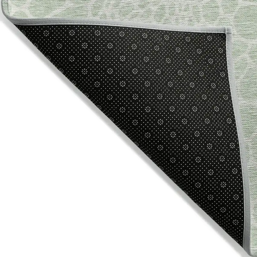 Mint Green And Ivory Geometric Washable Indoor Outdoor Area Rug Photo 4