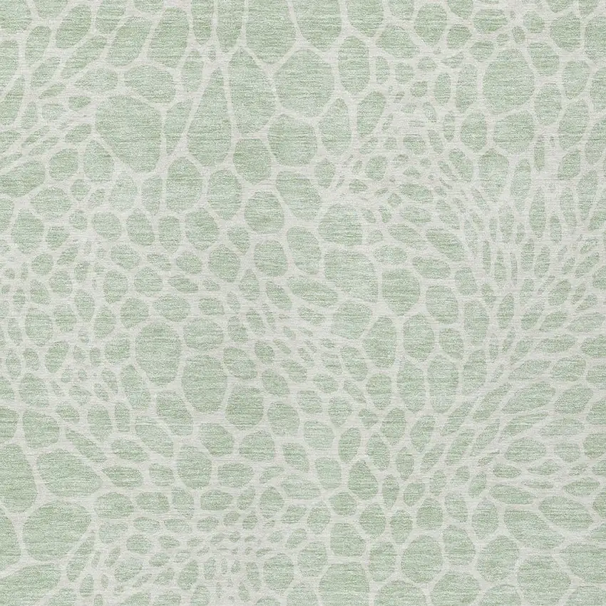 Mint Green And Ivory Geometric Washable Indoor Outdoor Area Rug Photo 6
