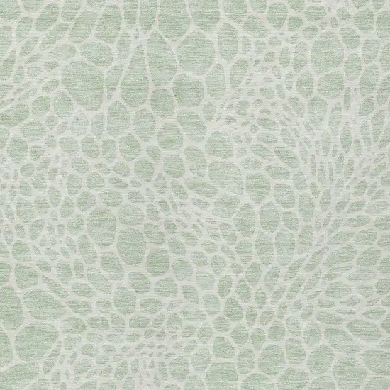 Mint Green And Ivory Geometric Washable Indoor Outdoor Area Rug Photo 6