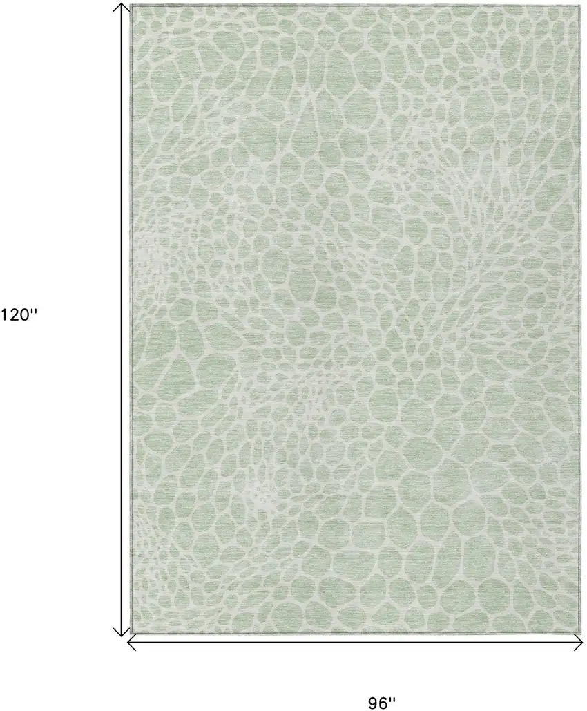 Mint Green And Ivory Geometric Washable Indoor Outdoor Area Rug Photo 3