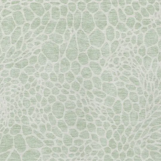 Mint Green And Ivory Geometric Washable Indoor Outdoor Area Rug Photo 6