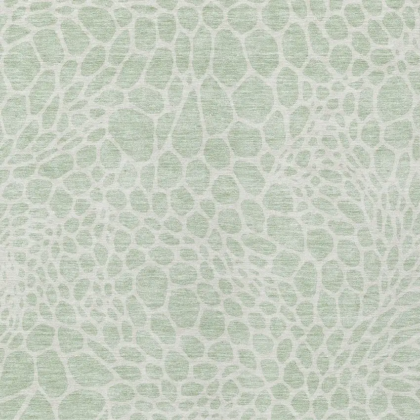 Mint Green And Ivory Geometric Washable Indoor Outdoor Area Rug Photo 6