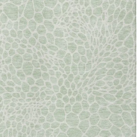 Mint Green And Ivory Geometric Washable Indoor Outdoor Area Rug Photo 6