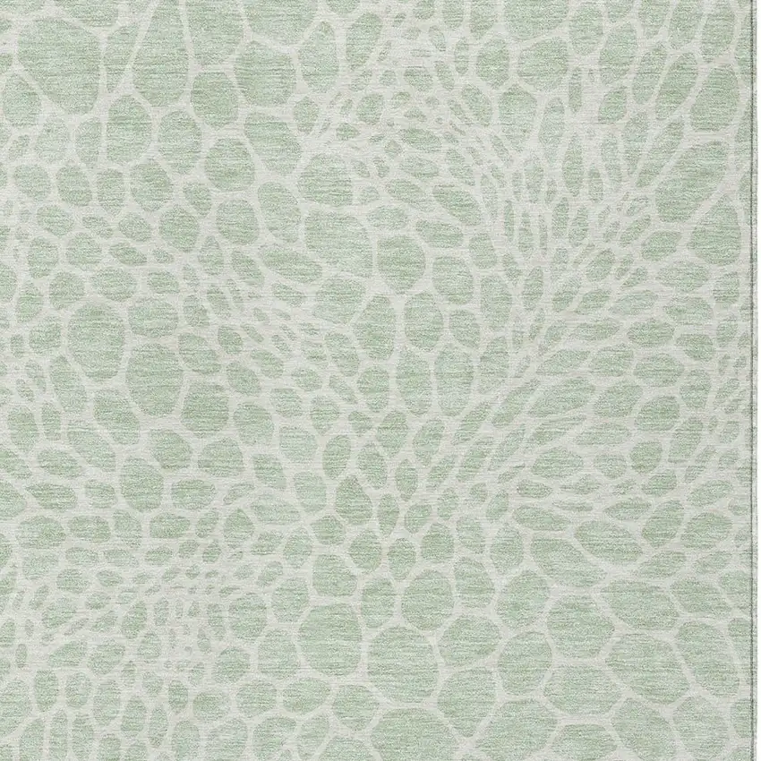 Mint Green And Ivory Geometric Washable Indoor Outdoor Area Rug Photo 6