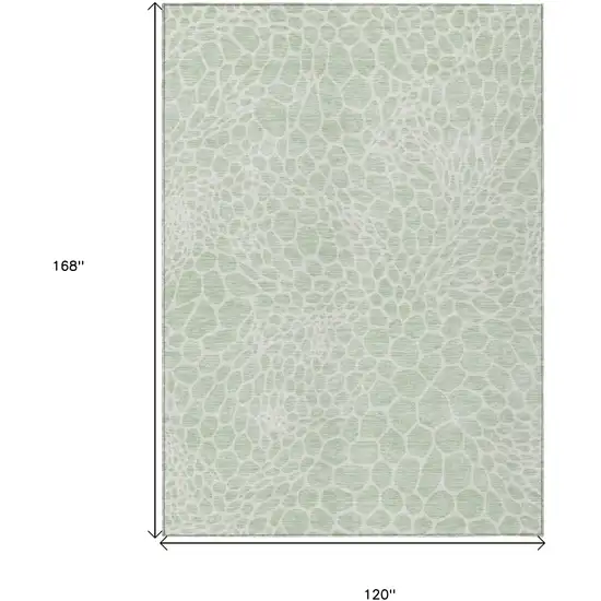 Mint Green And Ivory Geometric Washable Indoor Outdoor Area Rug Photo 3