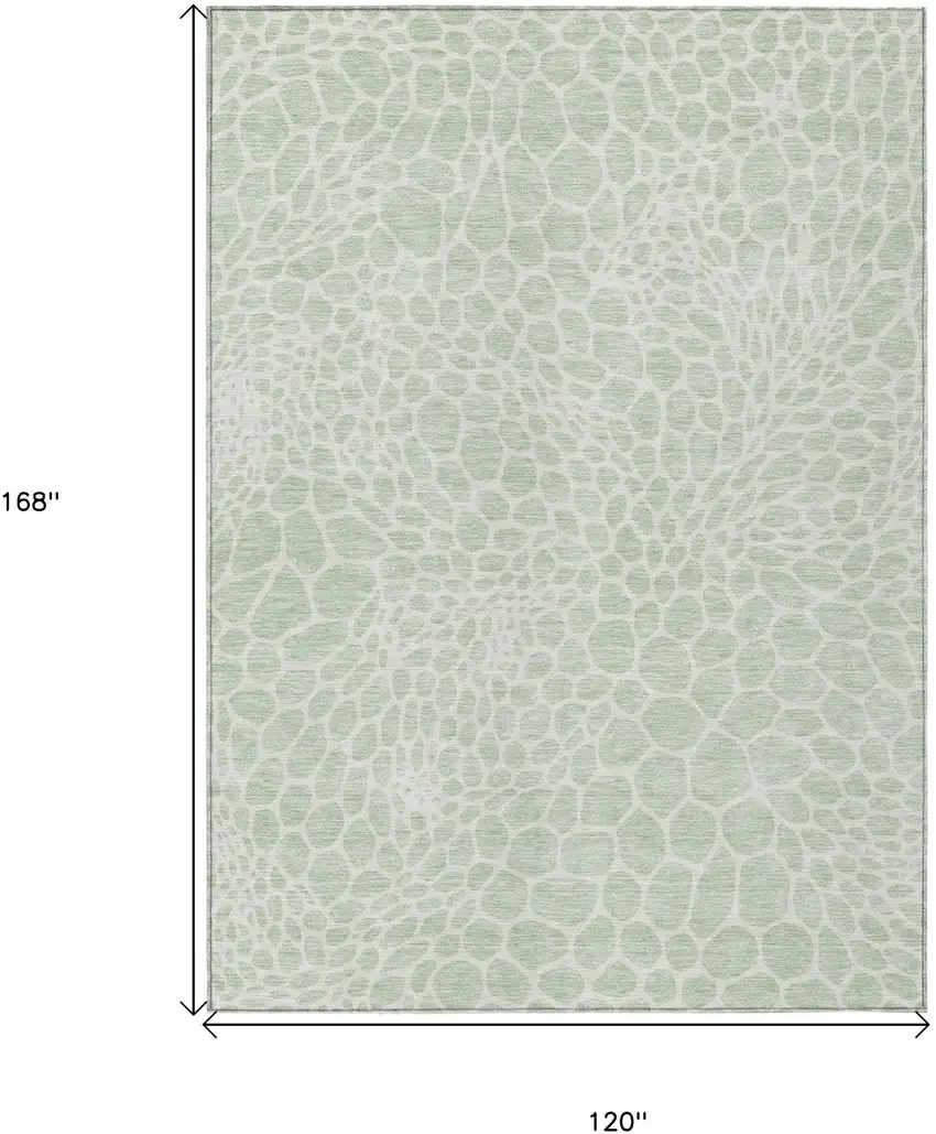 Mint Green And Ivory Geometric Washable Indoor Outdoor Area Rug Photo 3