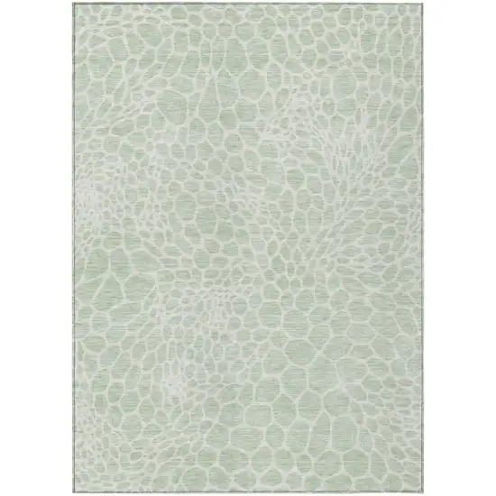 Mint Green And Ivory Geometric Washable Indoor Outdoor Area Rug Photo 2