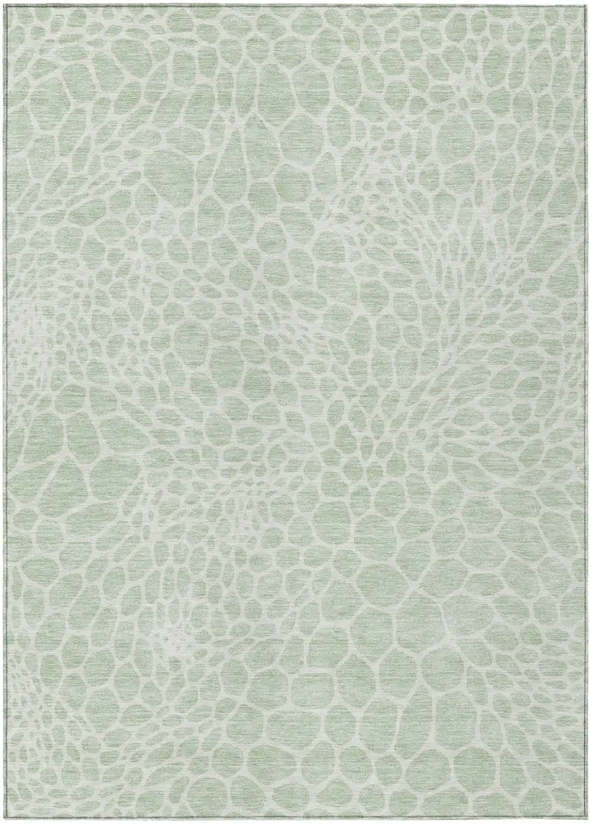 Mint Green And Ivory Geometric Washable Indoor Outdoor Area Rug Photo 2