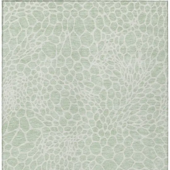 Mint Green And Ivory Geometric Washable Indoor Outdoor Area Rug Photo 7