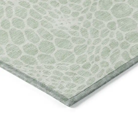 Mint Green And Ivory Geometric Washable Indoor Outdoor Area Rug Photo 5