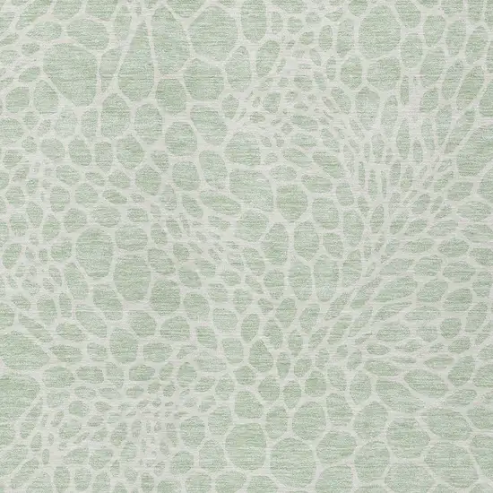 Mint Green And Ivory Geometric Washable Indoor Outdoor Area Rug Photo 6