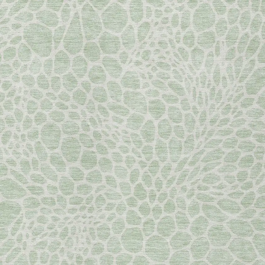 Mint Green And Ivory Geometric Washable Indoor Outdoor Area Rug Photo 6