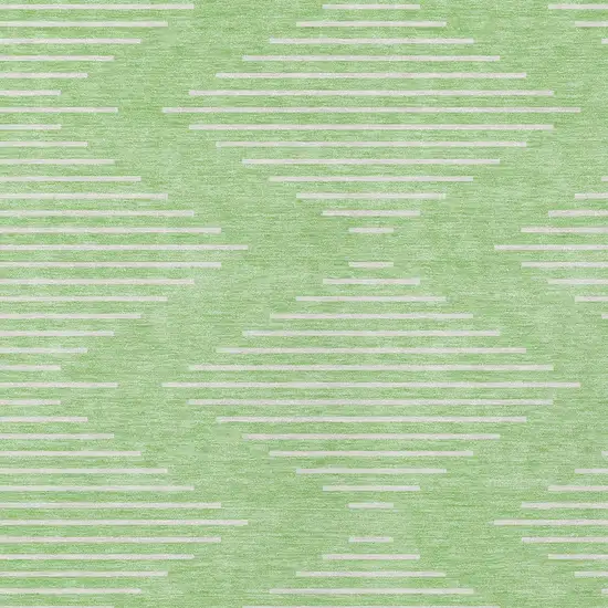 Mint Green And Ivory Geometric Washable Indoor Outdoor Area Rug Photo 5