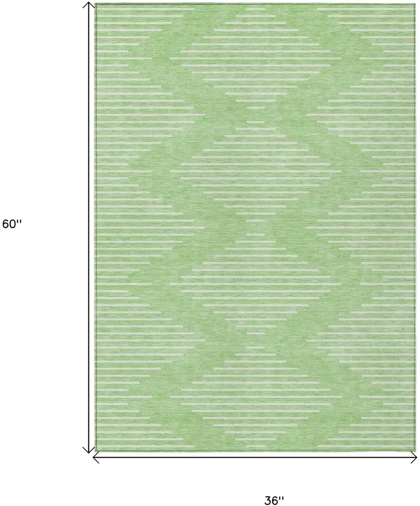 Mint Green And Ivory Geometric Washable Indoor Outdoor Area Rug Photo 3
