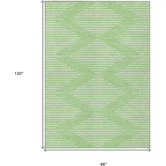 Mint Green And Ivory Geometric Washable Indoor Outdoor Area Rug Photo 3