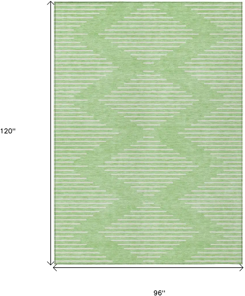 Mint Green And Ivory Geometric Washable Indoor Outdoor Area Rug Photo 3