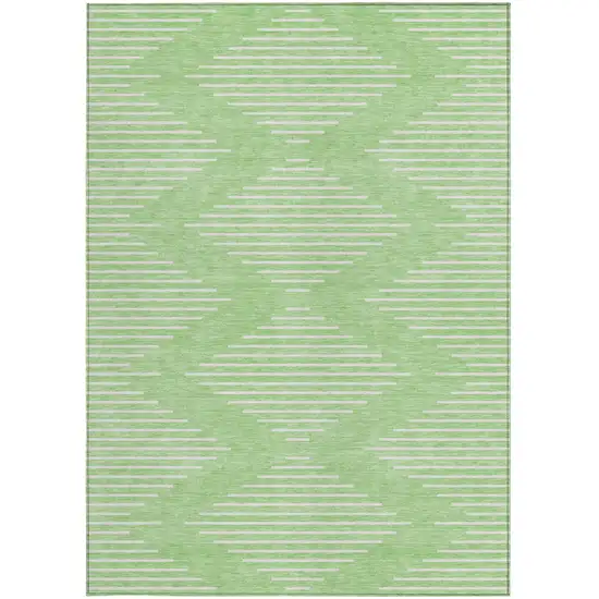 Mint Green And Ivory Geometric Washable Indoor Outdoor Area Rug Photo 5