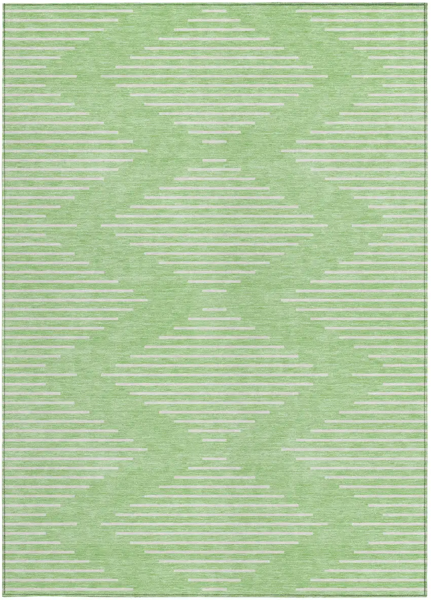 Mint Green And Ivory Geometric Washable Indoor Outdoor Area Rug Photo 5