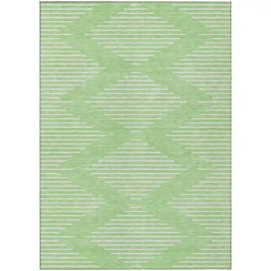 Mint Green And Ivory Geometric Washable Indoor Outdoor Area Rug Photo 2