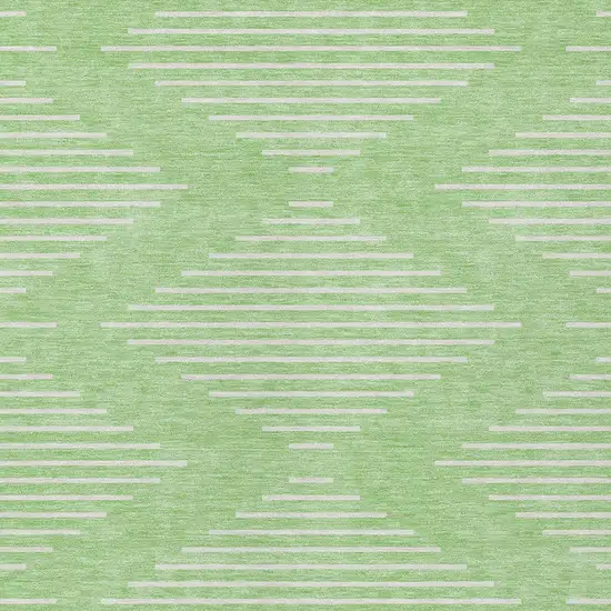 Mint Green And Ivory Geometric Washable Indoor Outdoor Area Rug Photo 5