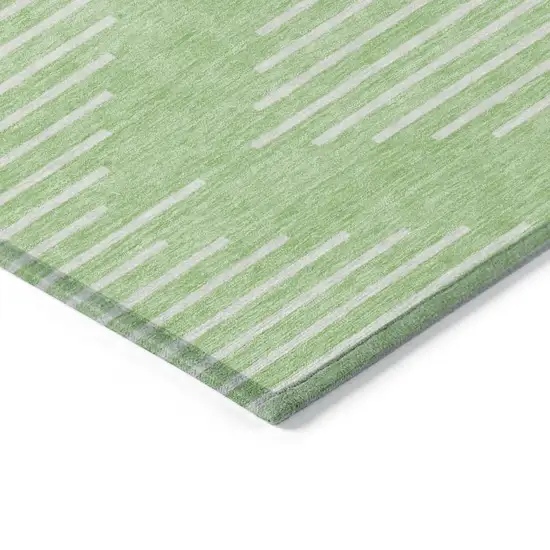 Mint Green And Ivory Geometric Washable Indoor Outdoor Area Rug Photo 4