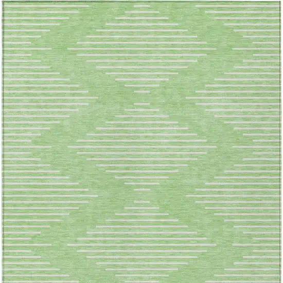 Mint Green And Ivory Geometric Washable Indoor Outdoor Area Rug Photo 6