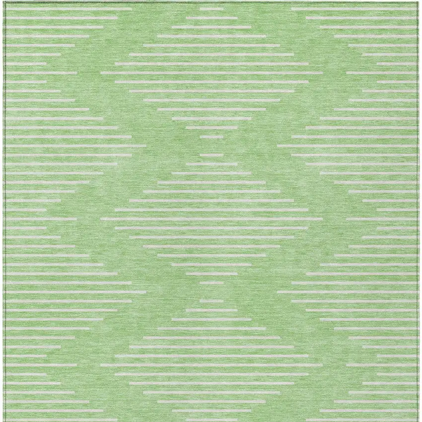 Mint Green And Ivory Geometric Washable Indoor Outdoor Area Rug Photo 6