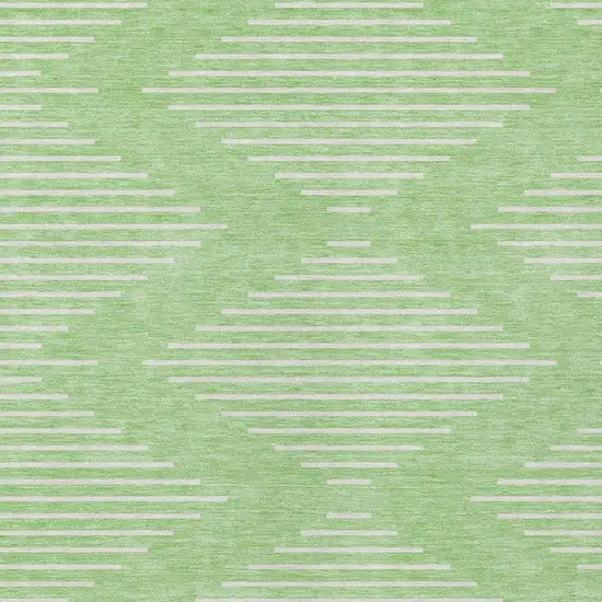 Mint Green And Ivory Geometric Washable Indoor Outdoor Area Rug Photo 5