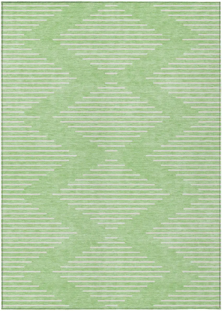 Mint Green And Ivory Geometric Washable Indoor Outdoor Area Rug Photo 2