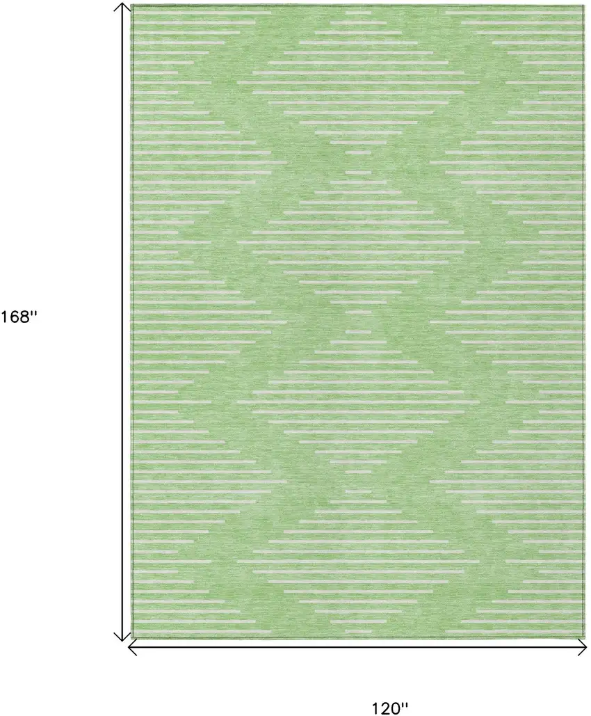 Mint Green And Ivory Geometric Washable Indoor Outdoor Area Rug Photo 3