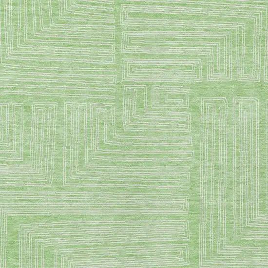 Mint Green And Ivory Geometric Washable Indoor Outdoor Area Rug Photo 5