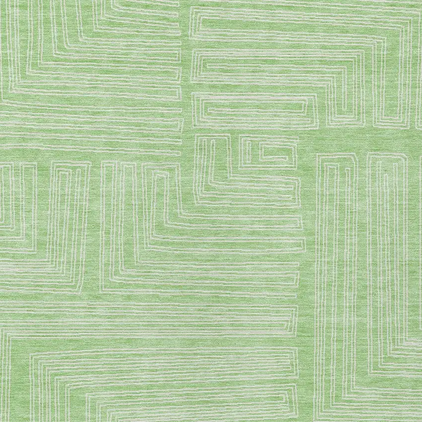 Mint Green And Ivory Geometric Washable Indoor Outdoor Area Rug Photo 5
