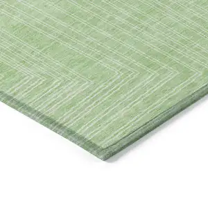 Photo of Mint Green And Ivory Geometric Washable Indoor Outdoor Area Rug