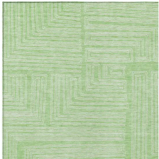 Mint Green And Ivory Geometric Washable Indoor Outdoor Area Rug Photo 5