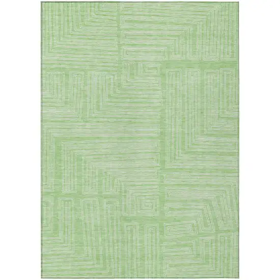 Mint Green And Ivory Geometric Washable Indoor Outdoor Area Rug Photo 2