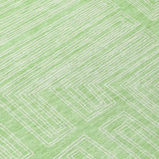 Mint Green And Ivory Geometric Washable Indoor Outdoor Area Rug Photo 8