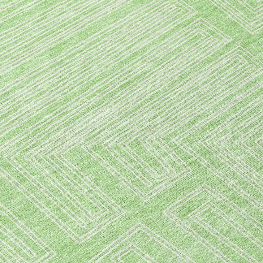 Mint Green And Ivory Geometric Washable Indoor Outdoor Area Rug Photo 8
