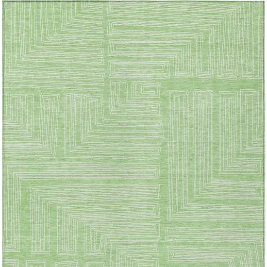 Mint Green And Ivory Geometric Washable Indoor Outdoor Area Rug Photo 5