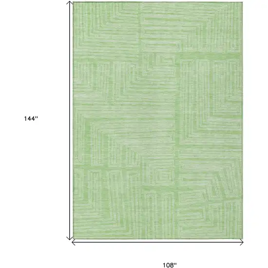 Mint Green And Ivory Geometric Washable Indoor Outdoor Area Rug Photo 7