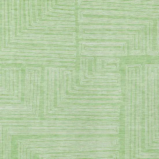 Mint Green And Ivory Geometric Washable Indoor Outdoor Area Rug Photo 5