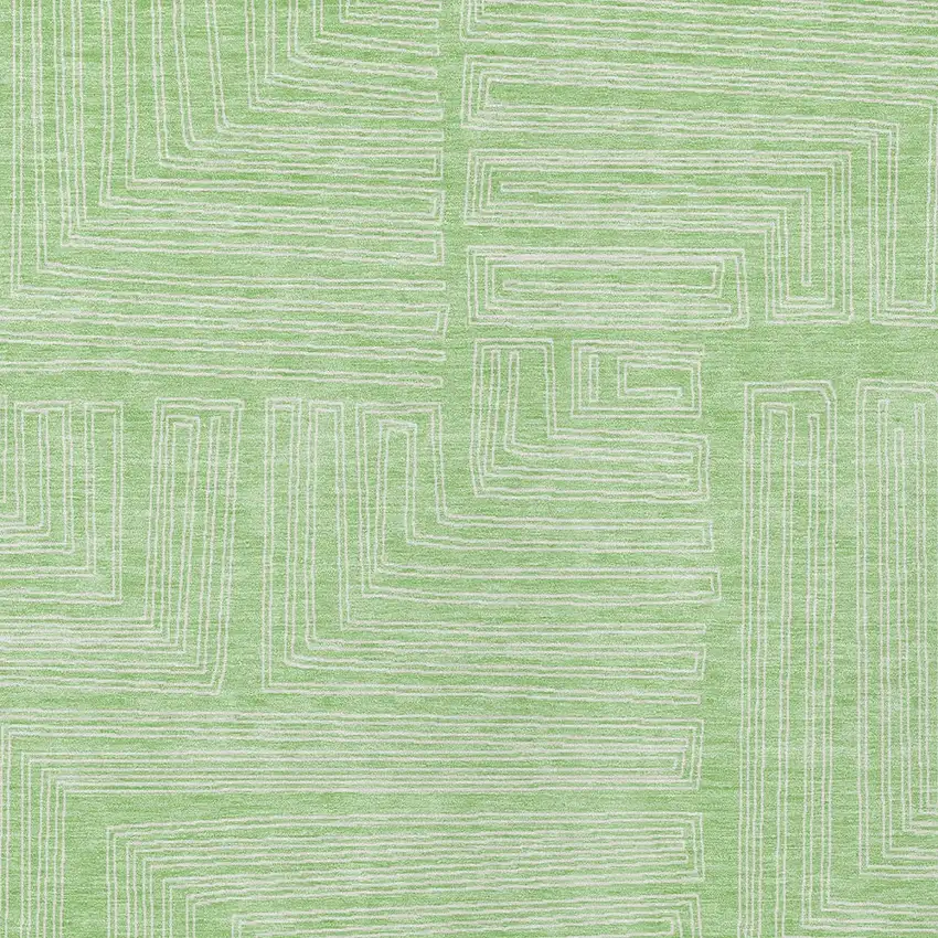 Mint Green And Ivory Geometric Washable Indoor Outdoor Area Rug Photo 5