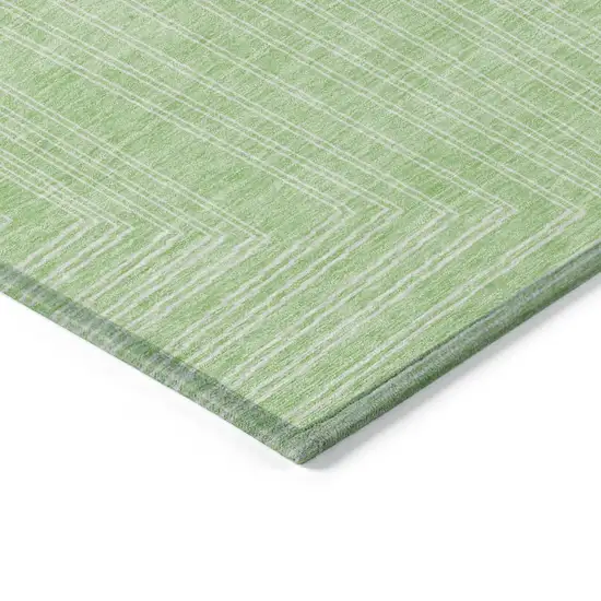 Mint Green And Ivory Geometric Washable Indoor Outdoor Area Rug Photo 4