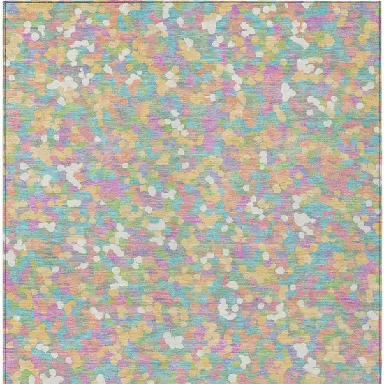 Mint Green And Ivory Geometric Washable Indoor Outdoor Area Rug Photo 3