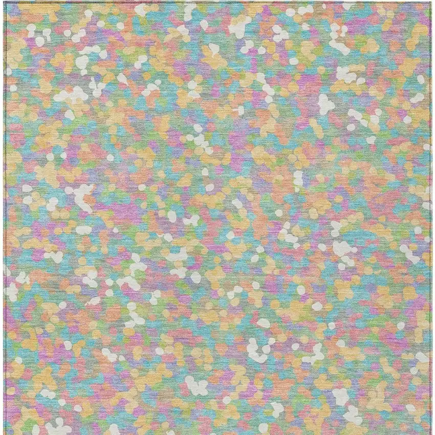 Mint Green And Ivory Geometric Washable Indoor Outdoor Area Rug Photo 3