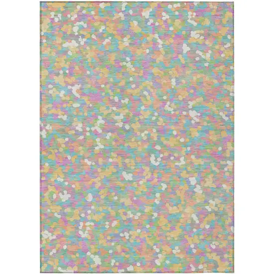 Mint Green And Ivory Geometric Washable Indoor Outdoor Area Rug Photo 1