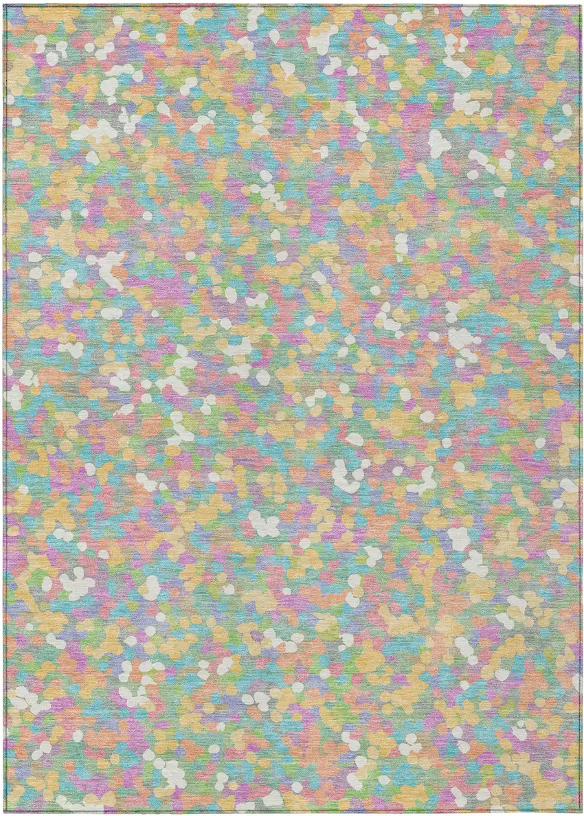 Mint Green And Ivory Geometric Washable Indoor Outdoor Area Rug Photo 1