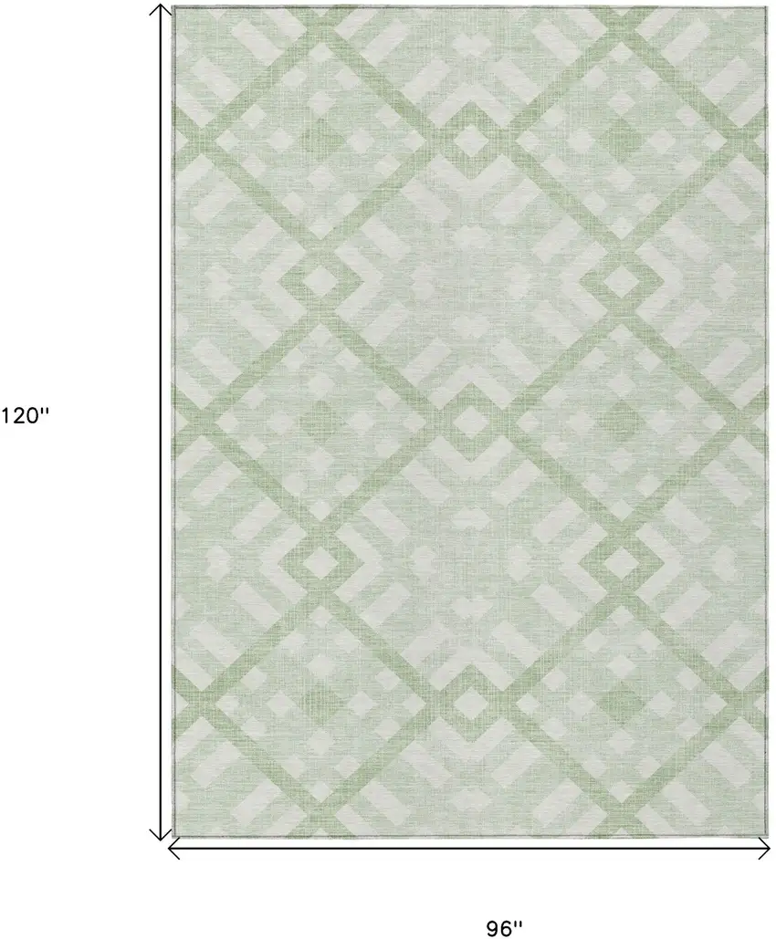 Mint Green And Ivory Geometric Washable Indoor Outdoor Area Rug Photo 3